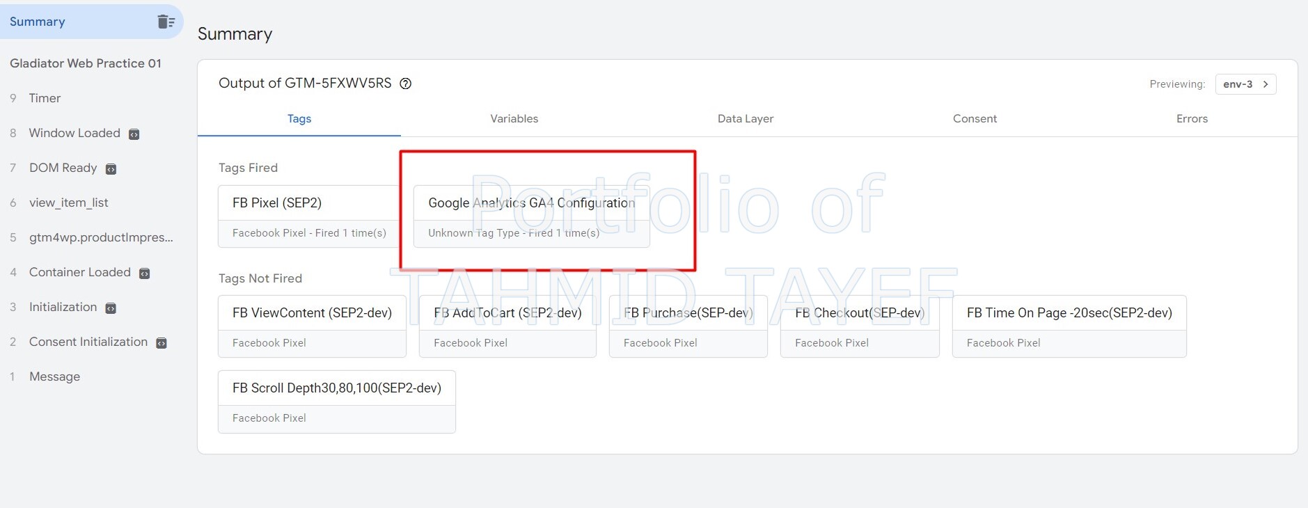 Google Analytics config
